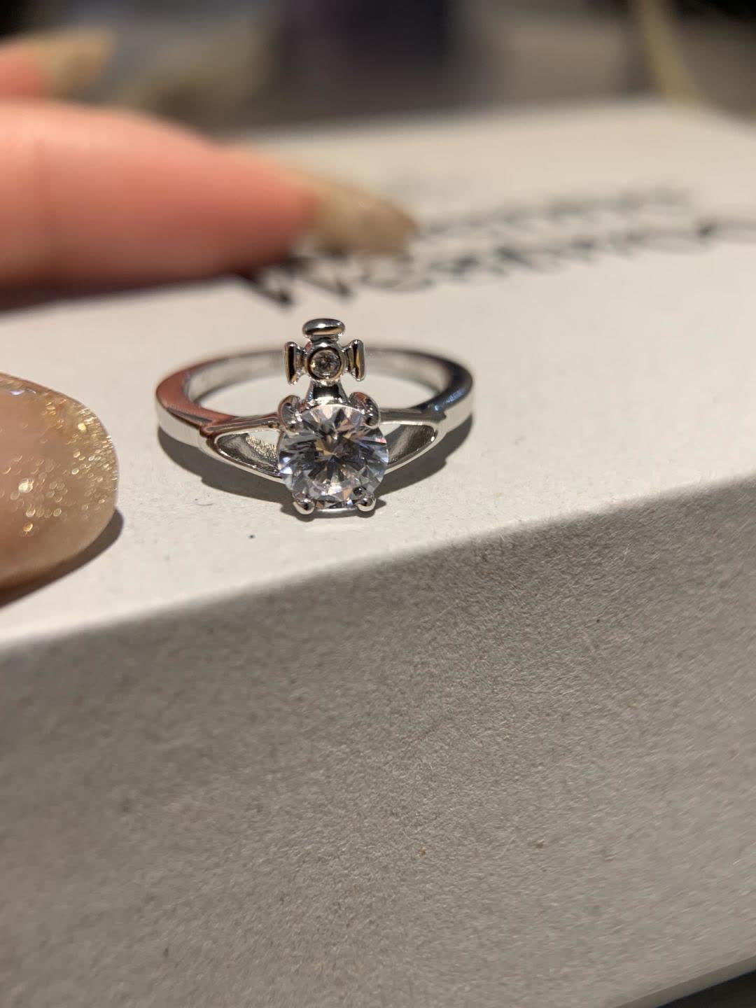 Vivienne Westwood Silver Ring with Crystal Stone